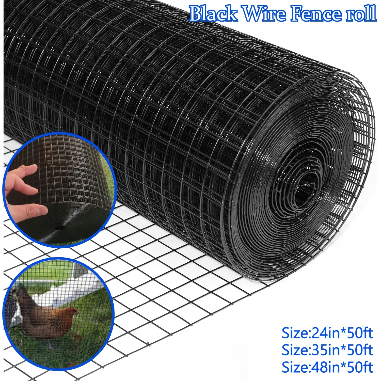 item picture black pvc coated wire mesh roll hardware cloth wire fence galvanized steel wire mesh roll multi size 60 90 120cm 15m heavy duty cuttable high tensile strength fence for garden yard ranch school fencing diy projects wire mesh for poultry