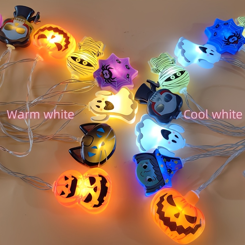 1pc LED Fairy with -like Button Control - Multi-Color Changing (Warm White, Green, Purple, Orange, Black, Yellow, , , Red, Brown, Gray, Cyan) - Indoor/ Halloween & Christmas Party Decorations - LED String with Hanging Hooks - Compatible with Pumpkins, Ghosts, Witches, Spiders, Mummies, Angels - Battery Not Included - Safe & Easy Use