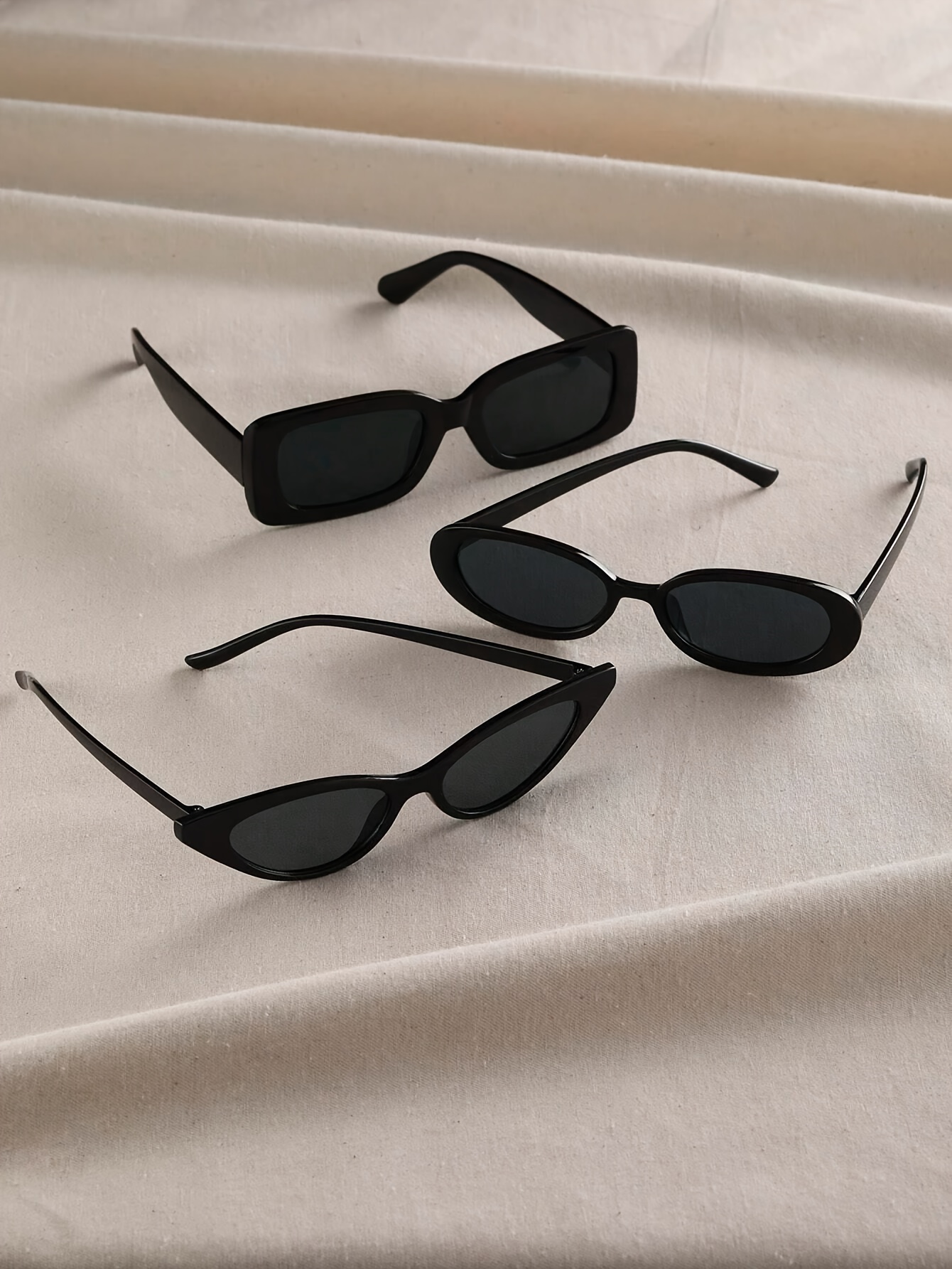 3 pcs geometric black frame glasses for women   lens for hiking travel and daily use details 2