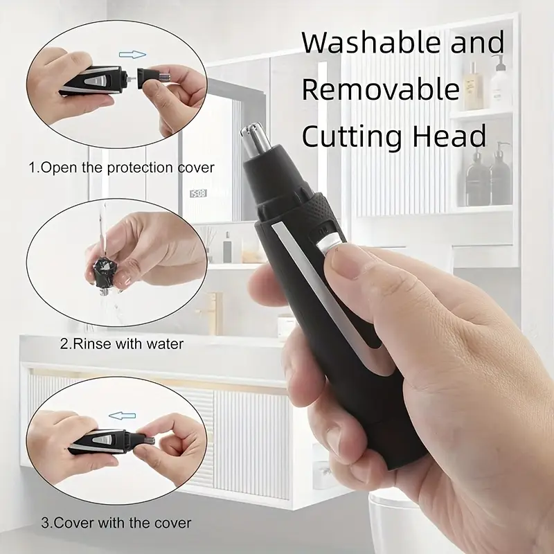 electric nose hair trimmer usb rechargeable portable detachable blade for ergonomic handle black white personal care grooming tool sleek grooming tool durable plastic body Product details 2