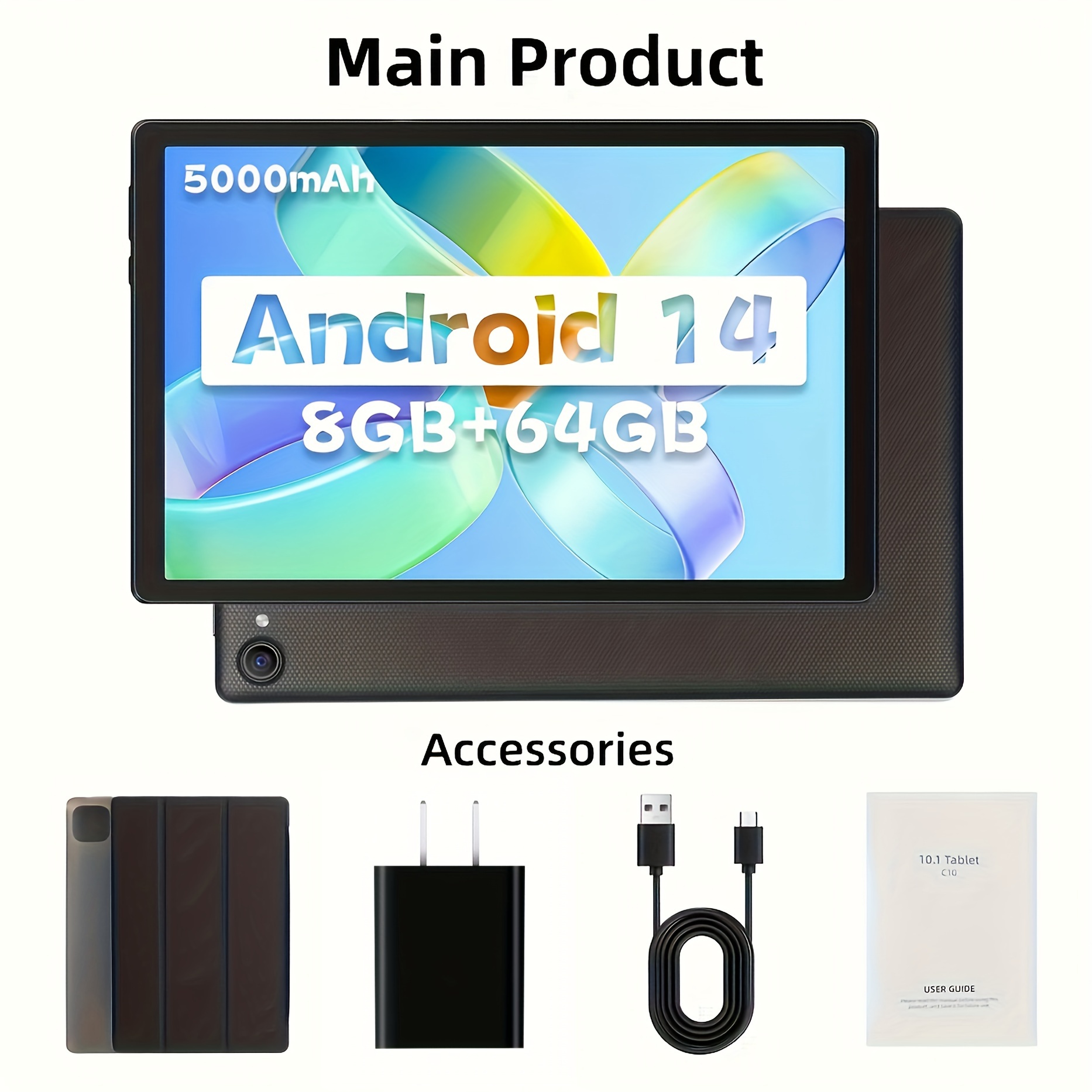 

10.1 Tablet 12 Tablet, Tablet, 2gb Ram, 32gb Rom, 5000mah, 1280x800 Hd Touchscreen, 5mp+8mp, ,