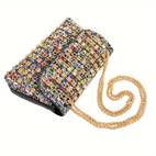 colorful clutch bag for women luxury chain shoulder bag shiny glitter handbag purse for party prom banquet evening
