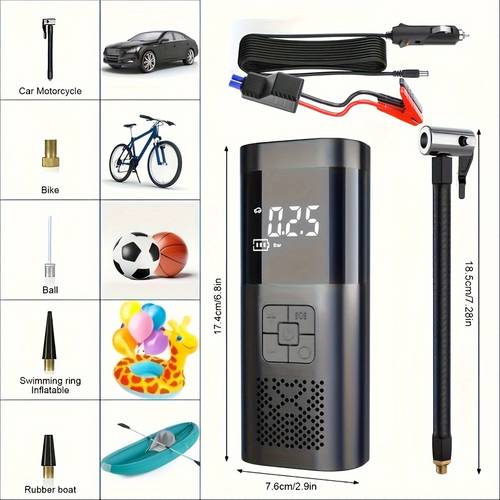 portable car emergency power bank tire inflator pump with 6000mah battery 150psi digital pressure gauge led light and usb type c ideal for cars motorcycles bikes and gift tire air pump for car