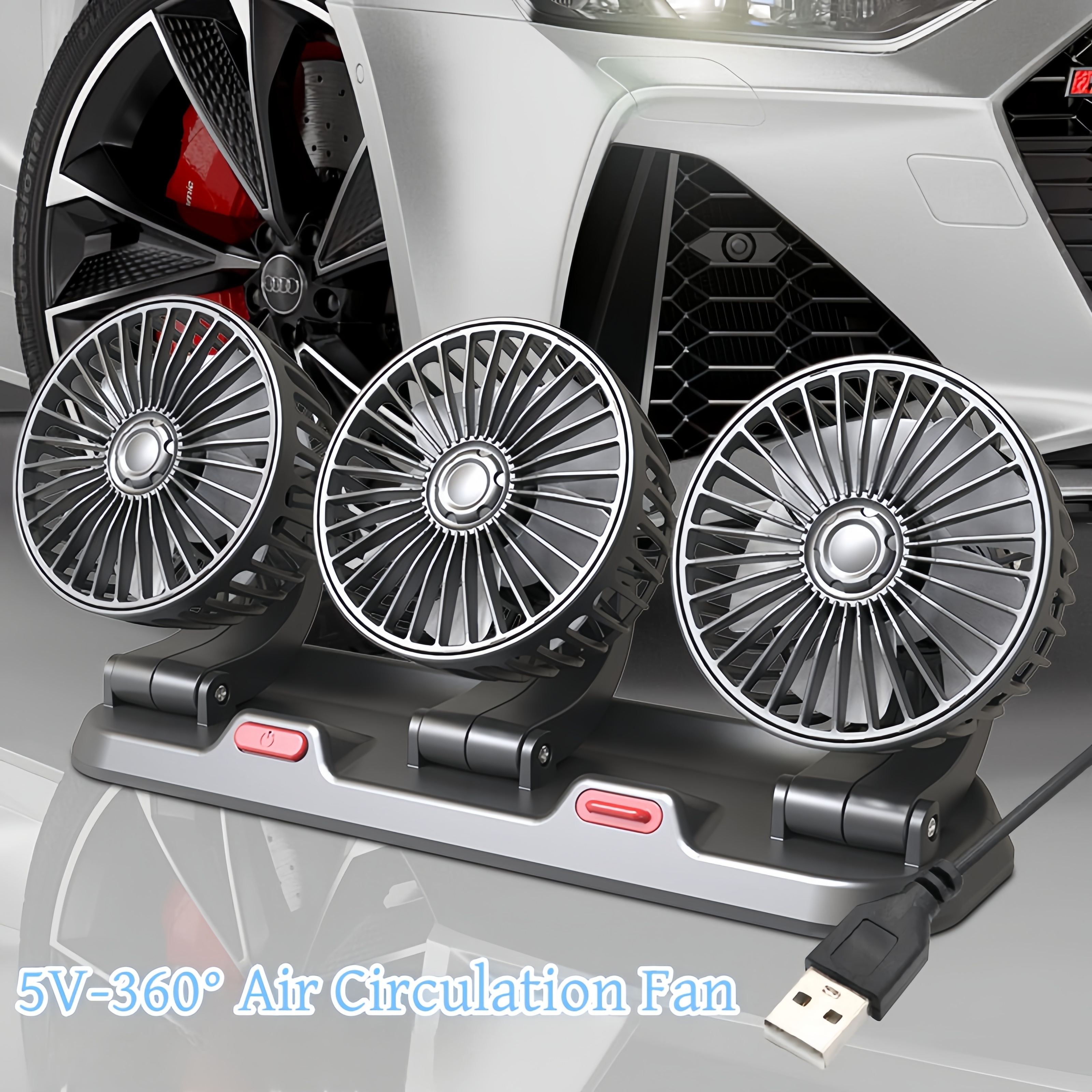 

5v Car Fan, Three-head Usb Car Fan, Air Circulation Fan In Car, Car Accessories Fan, Suitable For Various Models, Home, Office, Study And Other Occasions