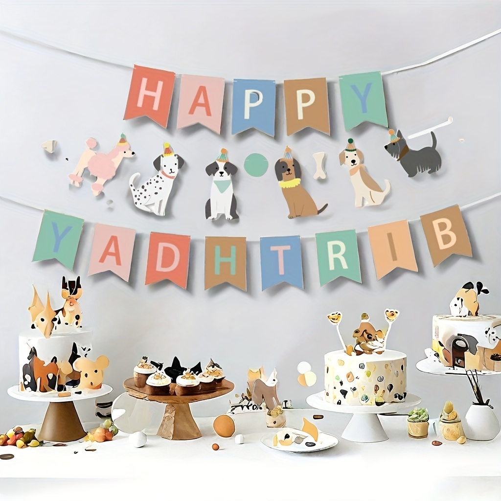 23pcs Dog-themed Printed Birthday Party Decoration With Flag Banners And Letter Pennants For A Festive Atmosphere