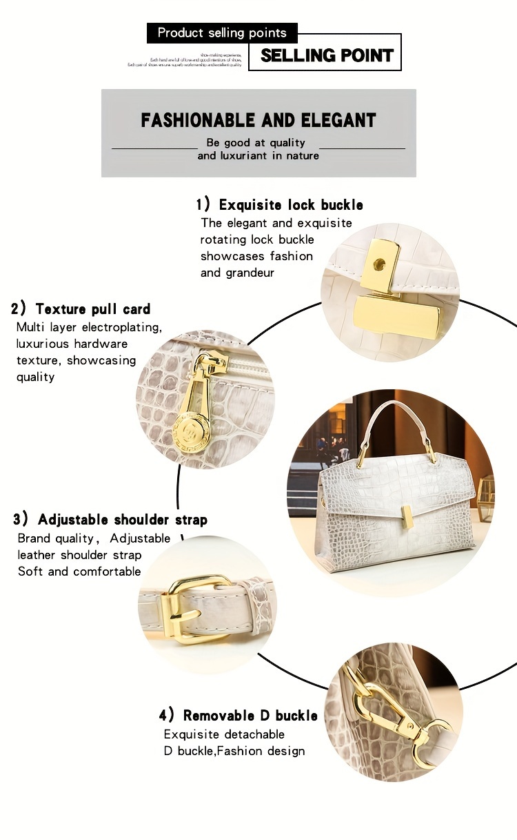 Crocodile Handbag carried as a shoulder tote