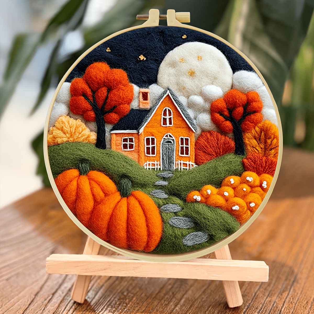 TEMU Beginner's Wool Felt Music, Autumn Felt Pattern, Diy Wool Felt Painting Set, Friendly, Full Set Of Tools Including Foam Mat, Felt Cloth,