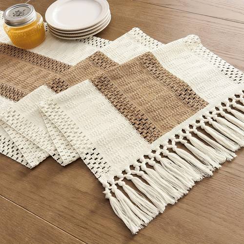 item picture 1pc exquisite bohemian tassel table runner farmhouse hand crochet lace table runner dining room bedroom home decor table decoration wedding decor birthday party decor