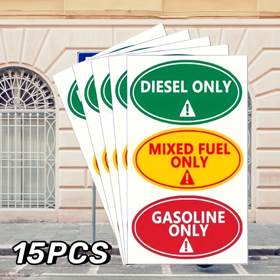 15pcs (5 Sheets) /gasoline/mix Fuel Warning Stickers Set - Automotive/motorcycle Fuel Tank Labeling, Multilingual Decals For Pumps, Bulk Storage Tanks - Adhesive Signs