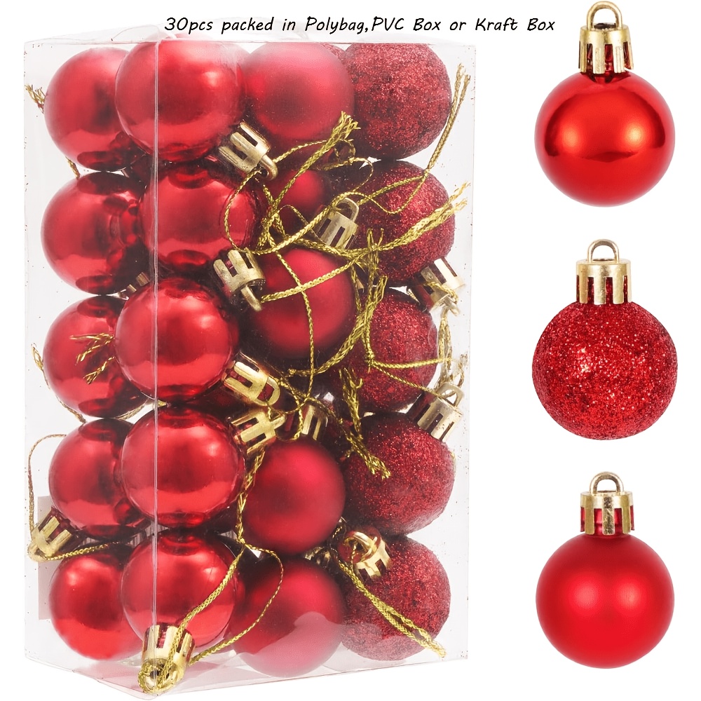 TEMU 30pcs, 1.18/1.57/ 2.36inches - Spherical Decorative Hanging Ornaments, Perfect Hanging Balls For Indoor/outdoor Holiday Party Decorations
