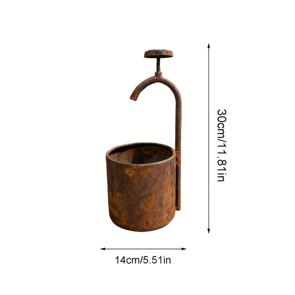 E-shop 1 Stück Rostiger Blumentopf, Rustikaler Metall Blumentopf, Dekorativer Rostiger Garten Blumentopf, Geschenk für Garten, Terrasse oder Veranda