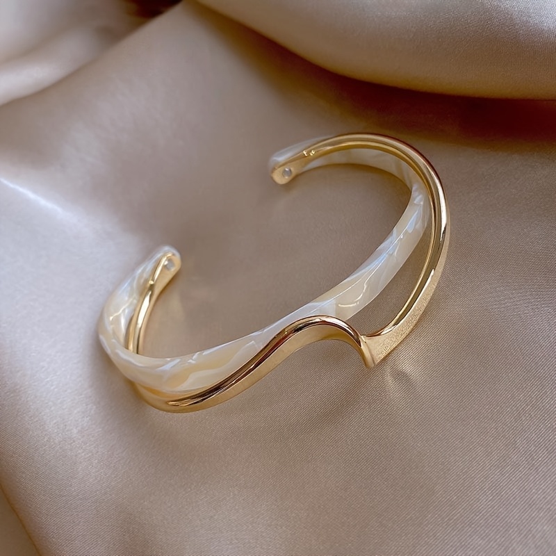 TEMU Pulsera bohemia minimalista de brazalete - Brazaletes minimalistas curvos con , adecuada para uso diario, oficina, fiestas, regalo de joyería