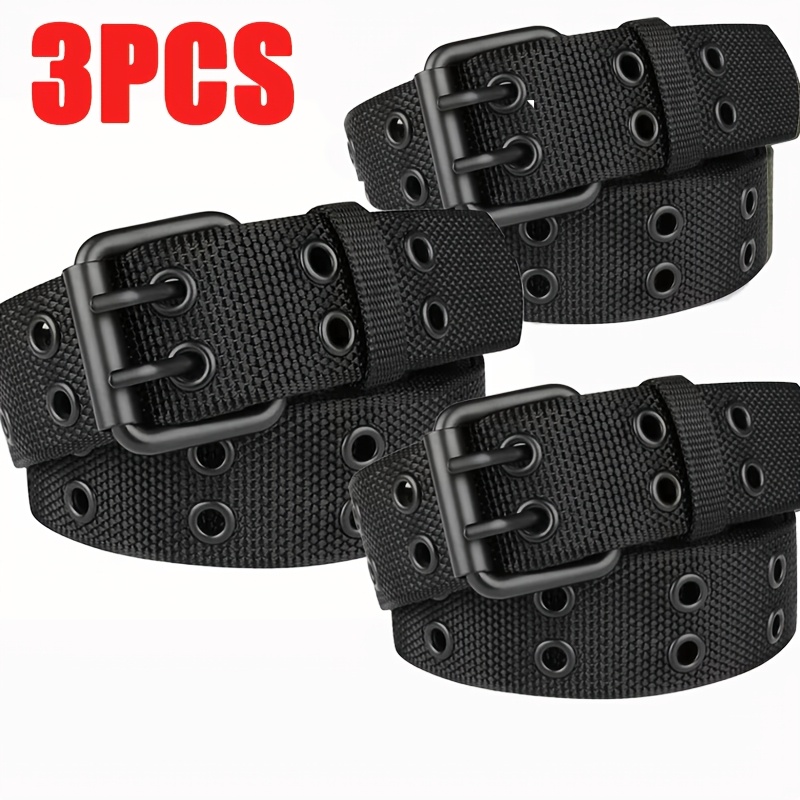 TEMU 3pcs 's Breathable Nylon Fabric Belt, Outdoor Sports Belt, Pin Belt, Jeans Belt, Suitable For Pants And Jeans, Men's Summer Gift, Campus Casual,