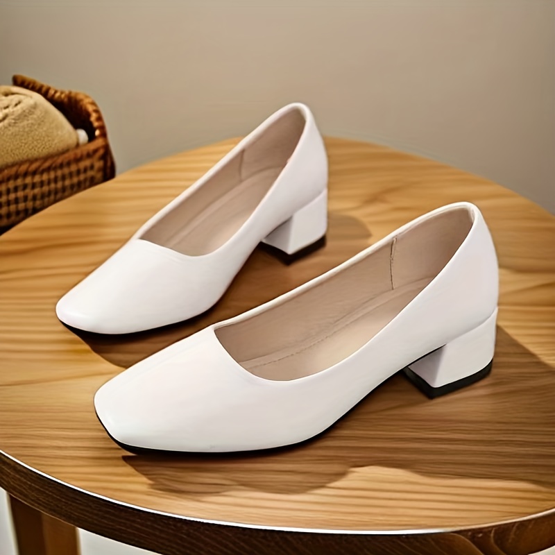 elegant and fashionable square toe womens shoes with a chunky heel suitable for   and versatile in style women shoes