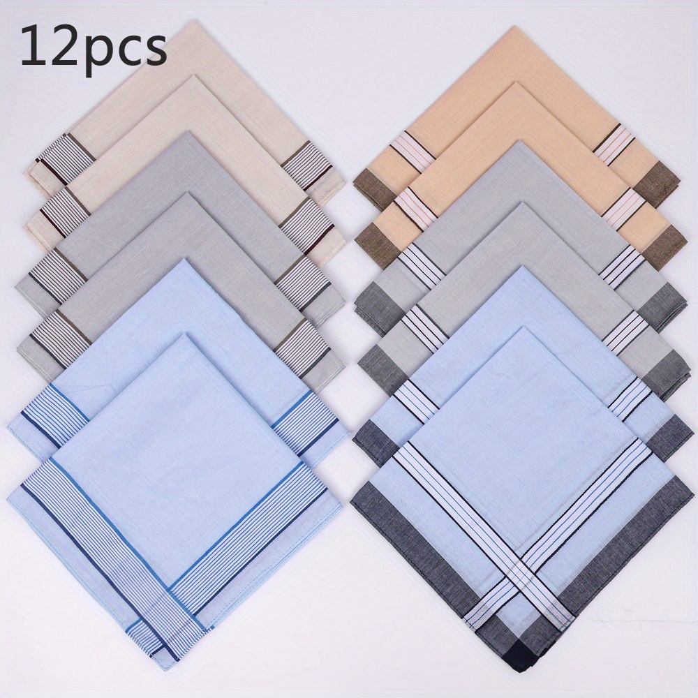 Image of 12 Pack Men's Handkerchiefs Soft Cotton Handkerchiefs For Men Premium Assorted Men Hankies