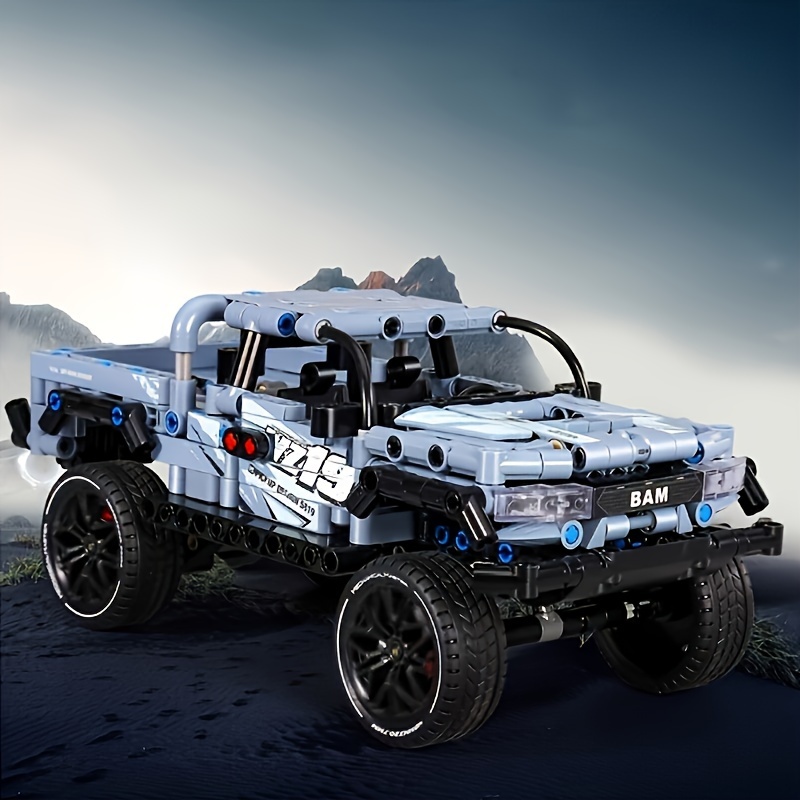 

555pcs Blue Off-road Pickup Truck Assembled Building Block Toy Car Collection Model Diy Holiday Gift Christmas Halloween