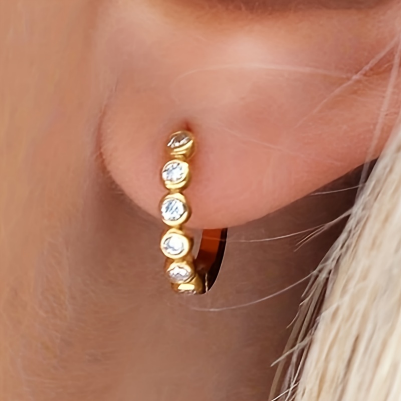 TEMU Elegant And Stylish Circular Zirconia Earrings For Women, Weddings, Engagements, Parties, And Daily Casual Accessories.