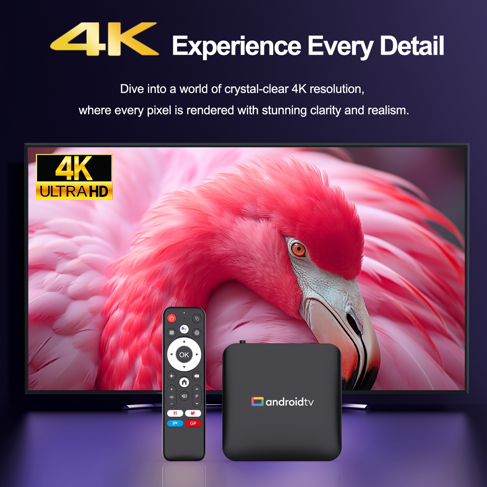 H96 MAX Amlogic S905L3 Quad-Core Cortex-A53@2.0GHz CPU Android 14.0 2gb 16gb TV Stick 4K HD Output 2.4G/5G Dual WiFi BT4.0+ Smart TV Stick Google Voice Assistant, 2T2R Technology, Penta-core ARM Mali-450 GPU, USB2.0*1
