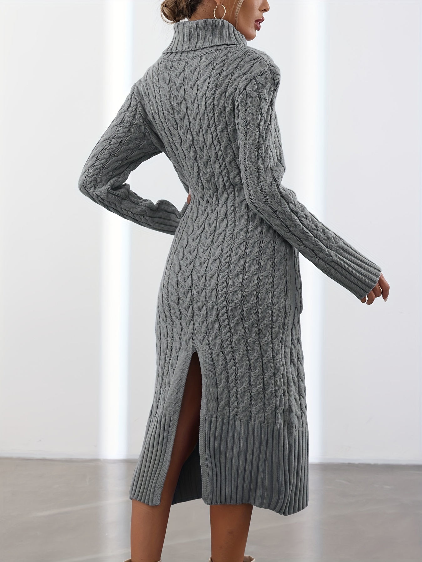 Col Roulé Robes Hiver Manches Longues Robe Pull Femme Hiver Col