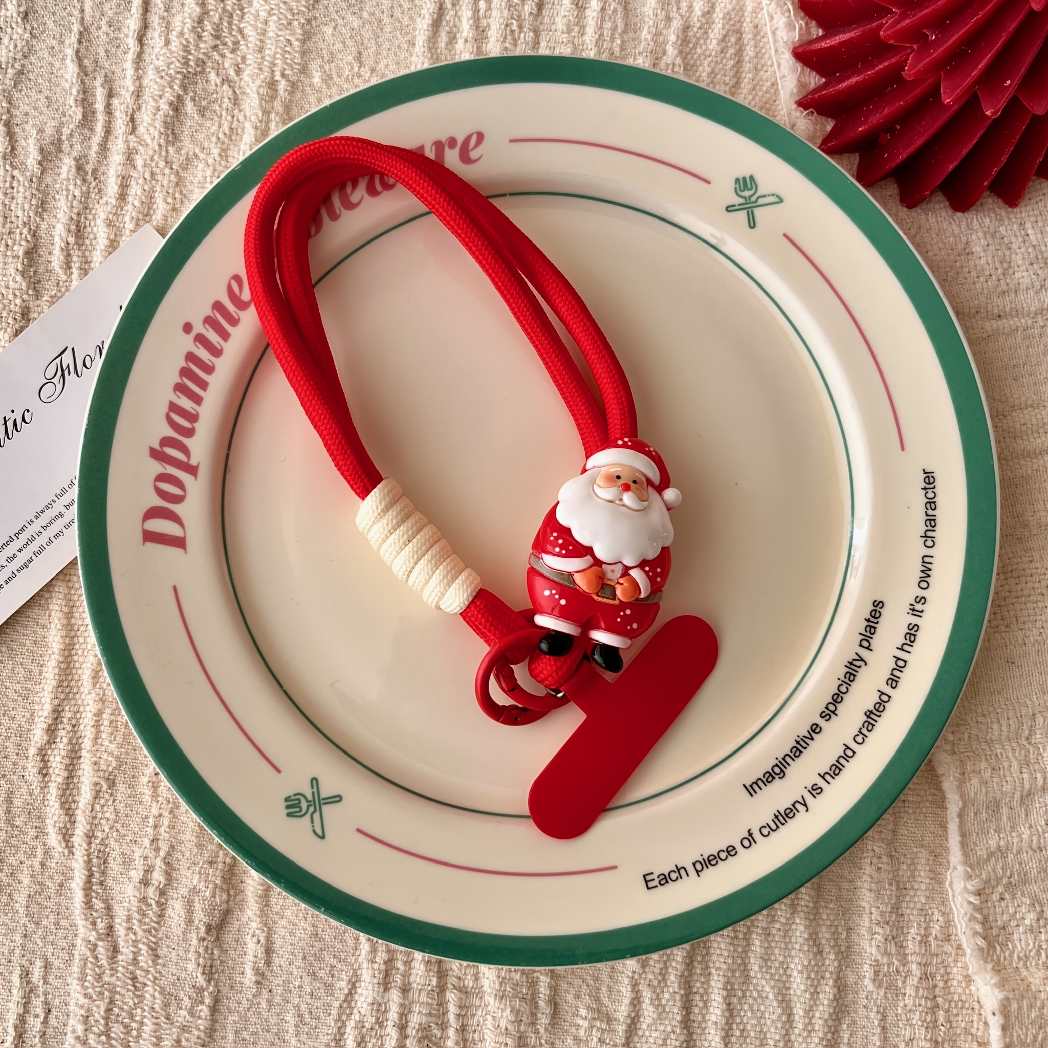 TEMU 1pc Cordón de pulsera para teléfono de Papá Noel navideño, un lindo brazalete para teléfono con , correa accesorio para teléfono, adecuado para