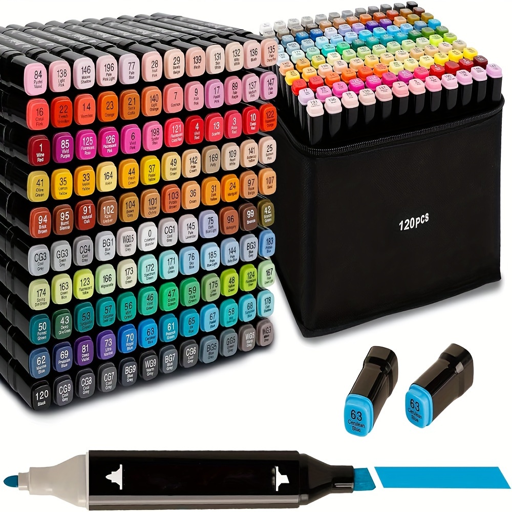 

120 Color For Marker Set, Double Tip Stirrer Art Markers, Permanent For Markers Drawing Coloring, Markers