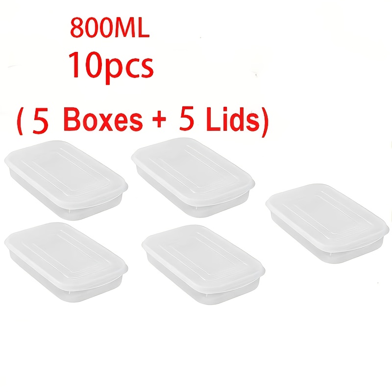 TEMU Juego de 10 piezas de recipientes de almacenamiento para refrigerador de grado alimenticio con tapas (5 recipientes + 5 tapas), 800 ml/28.41 oz,