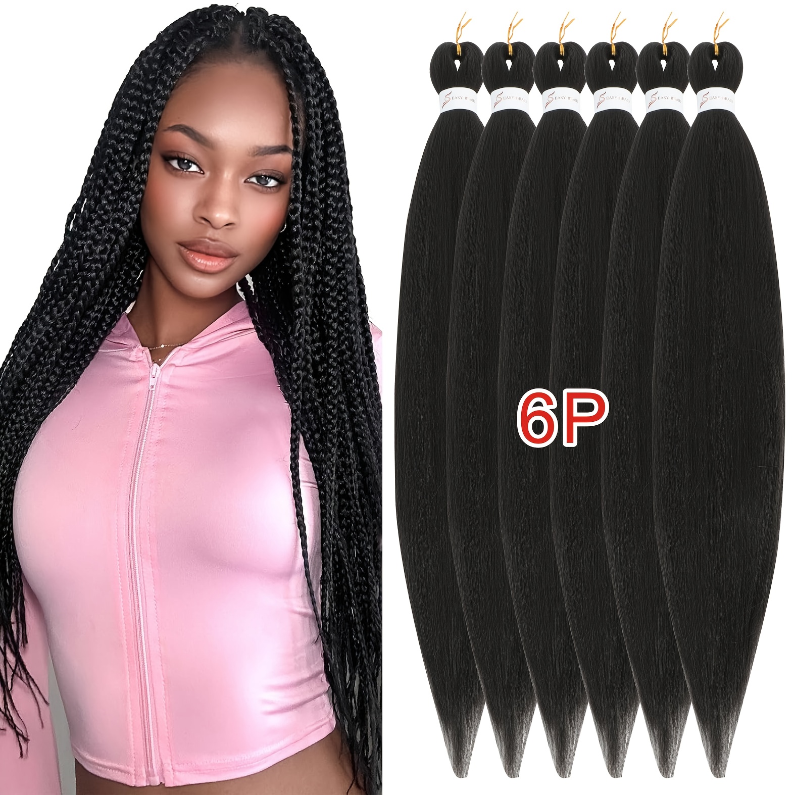Image of Pre-stretched Professional Braiding Hair Extensions - 30 Inch Soft Synthetic Braids With Straight Texture, Hot Water Setting Crochet & Twist Braids Suitable For Twists, Dreadlocks, Braiding Styles