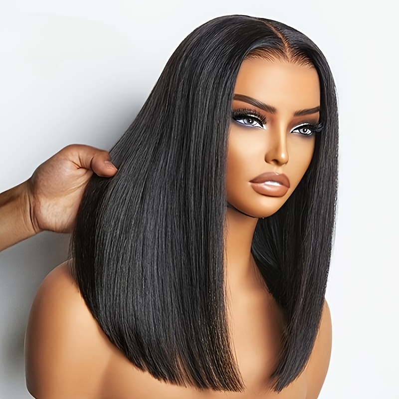 14 inch straight bob wigs made synthetic hair featuring a - Temu display picture 2