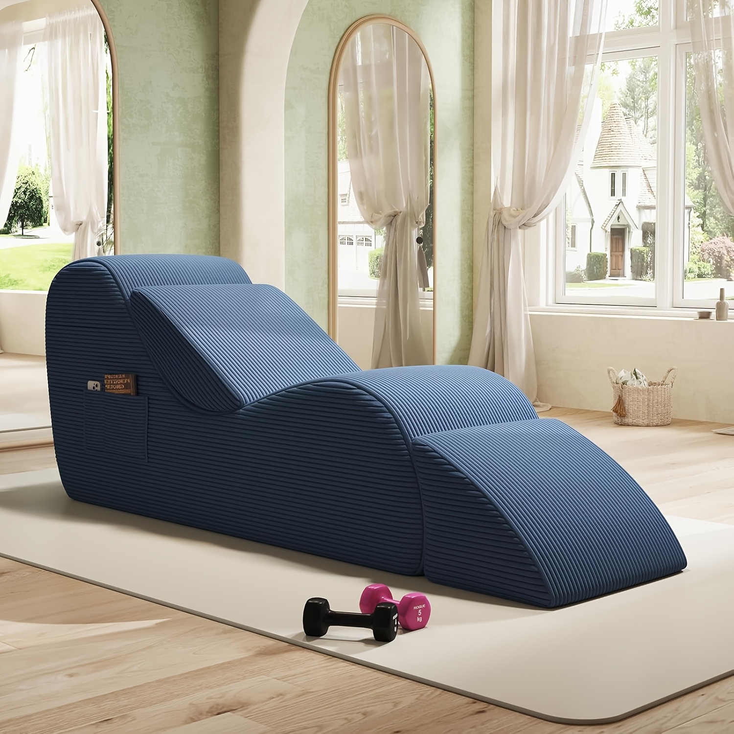 Sleek Chaise Lounge, Living Room Sofa for Yoga - for Stretching, Relaxation, Exercise, Features High-Quality Sponge Filling