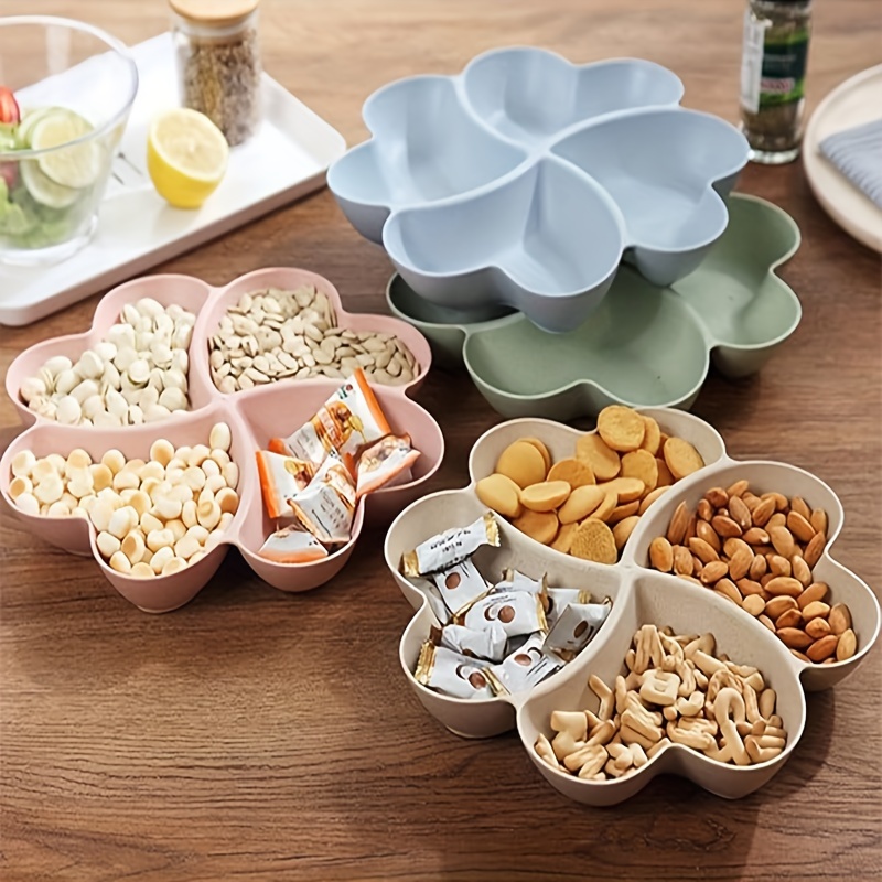 

1pc Heart-shaped Service Tray, Appetizer Plate, Snack Bowl, Snack Bowl Tray, Nut, Candy, Fruit Container, Reusable Plastic Snack Tray With 4 Compartments For Restaurants