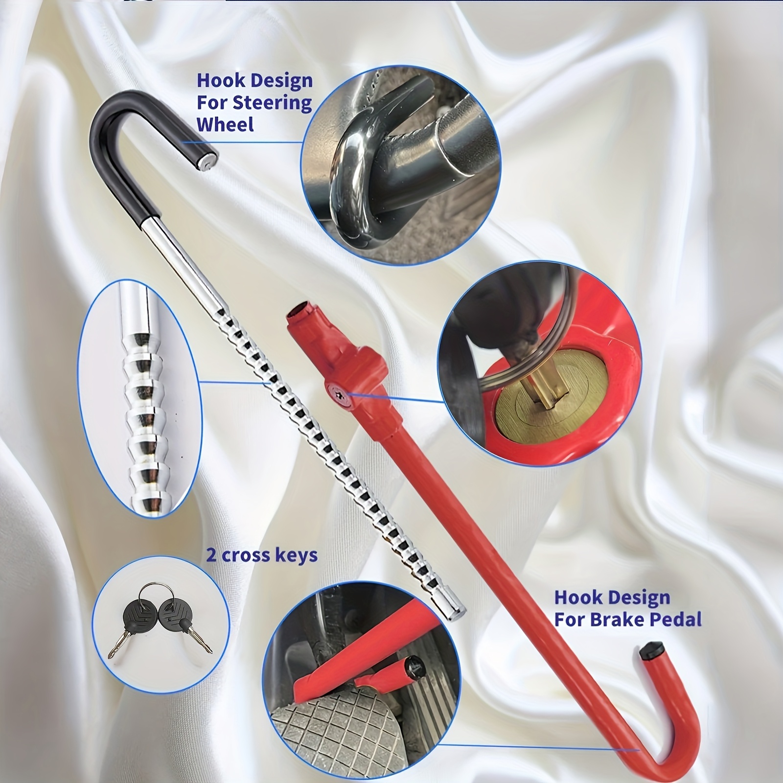 TEMU Universal Car Security Anti-theft Lock, Pedal Lock, Car Steering Wheel Lock, Throttle Lock, Clutch Lock, Brake , Sturdy And Durable, For