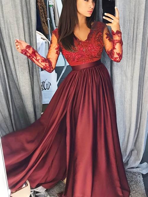 womens crochet lace formal dress solid color long sleeve party wedding dress bridesmaid long dress