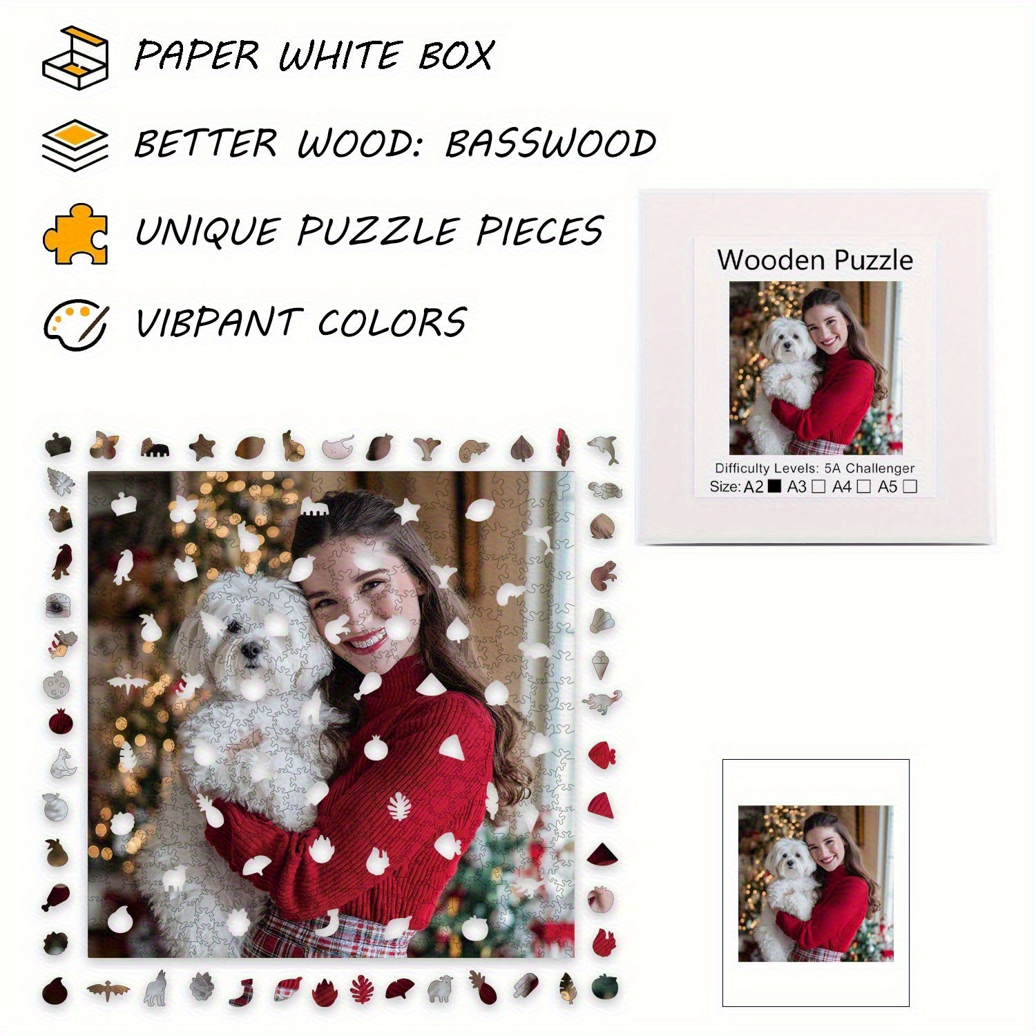 502pcs Custom Square Wooden Puzzle, Personalized Gift for All Ages