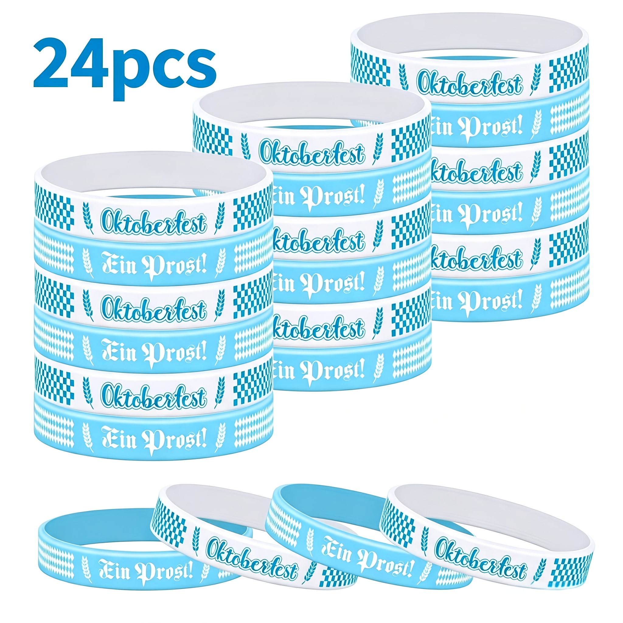 TEMU 24pcs Oktoberfest Wristbands Suitable For Munich Beer Festival, 2 Styles Spliced Bracelets, Stretch Comfortable Party Favors For, For Christmas,