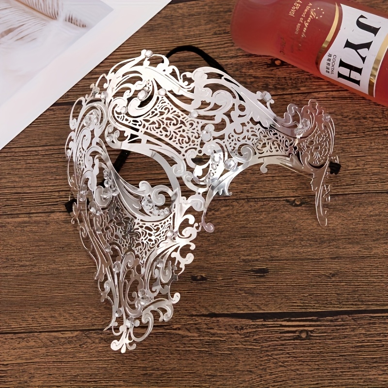 Venetian Princess Rhinestone-Embellished Metal Mask - Luxurious Iron Art Design for Cosplay, Masquerade Parties & Themed Events, Themed Event Accessory, Intricate Craftsmanship