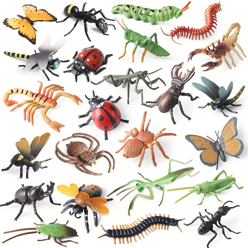 24pcs realistic mini insect toy set with ants beetles bees flies more crawling bugs for classroom prizes party favors for halloween decorations educational collection for kids