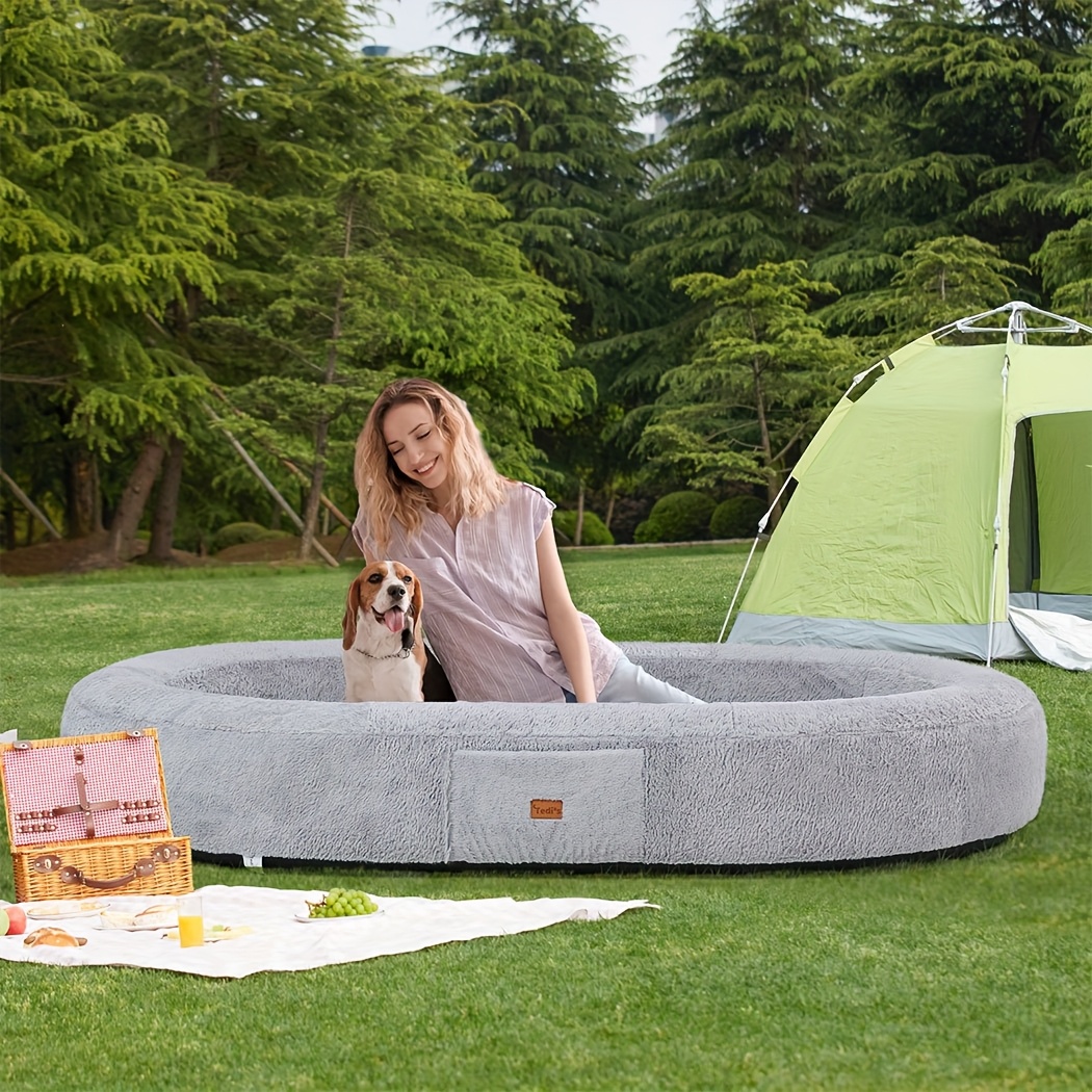 TEMU 's Human Dog Bed For Large Size Dog, Outdoor Dog Bed With Removable Cover And Lining, Washable Human Size Dog Bed For Adult, Giant Pet Sofa Bed
