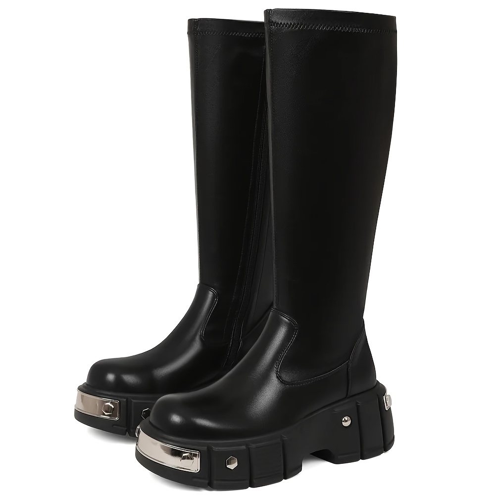 Women’s size 6.5 Y2K Degree brand Black leather combat boots and chunky sole British Combat Boots Womens US SIZE 6 Black Leather Chunky  main image 4