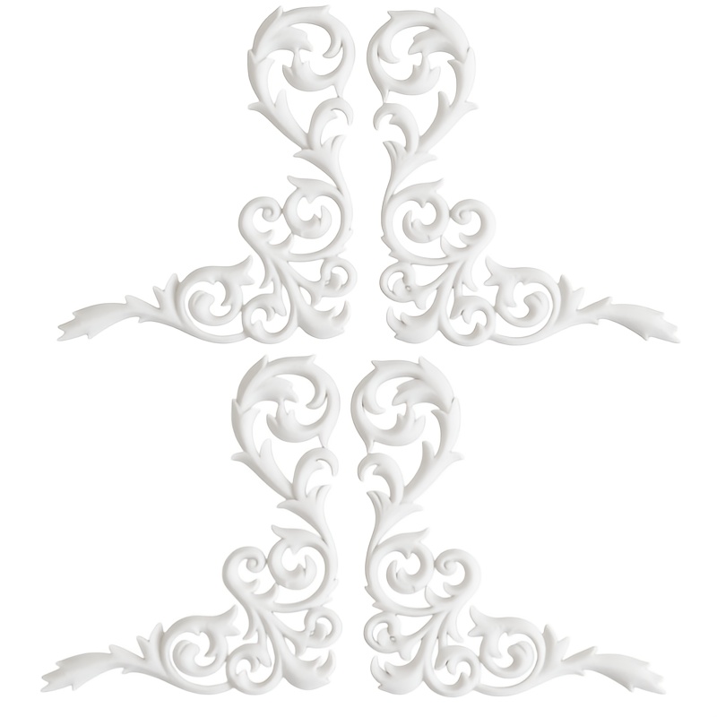 TEMU 4pcs European Style Corner Flowers, Retro Rococo Carved Ornaments, Hollow Vine Patterns, Delicate Printed Textures, Suitable For Photo Frames,