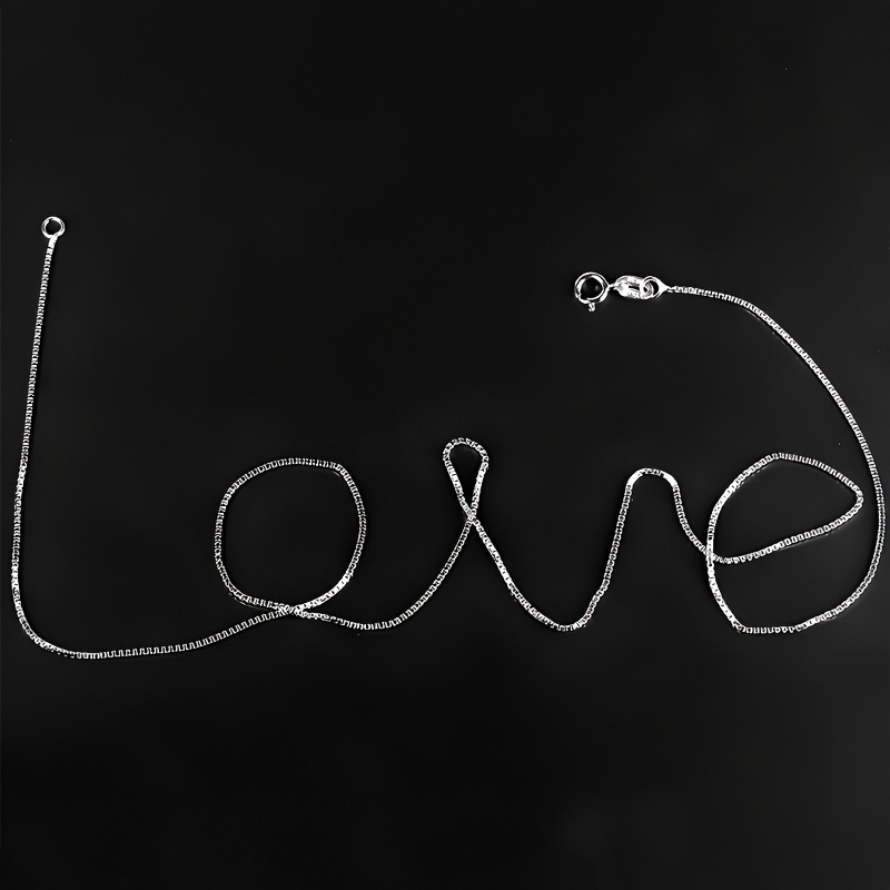 925 Silver Women's Box Chain Necklace 45-60cm