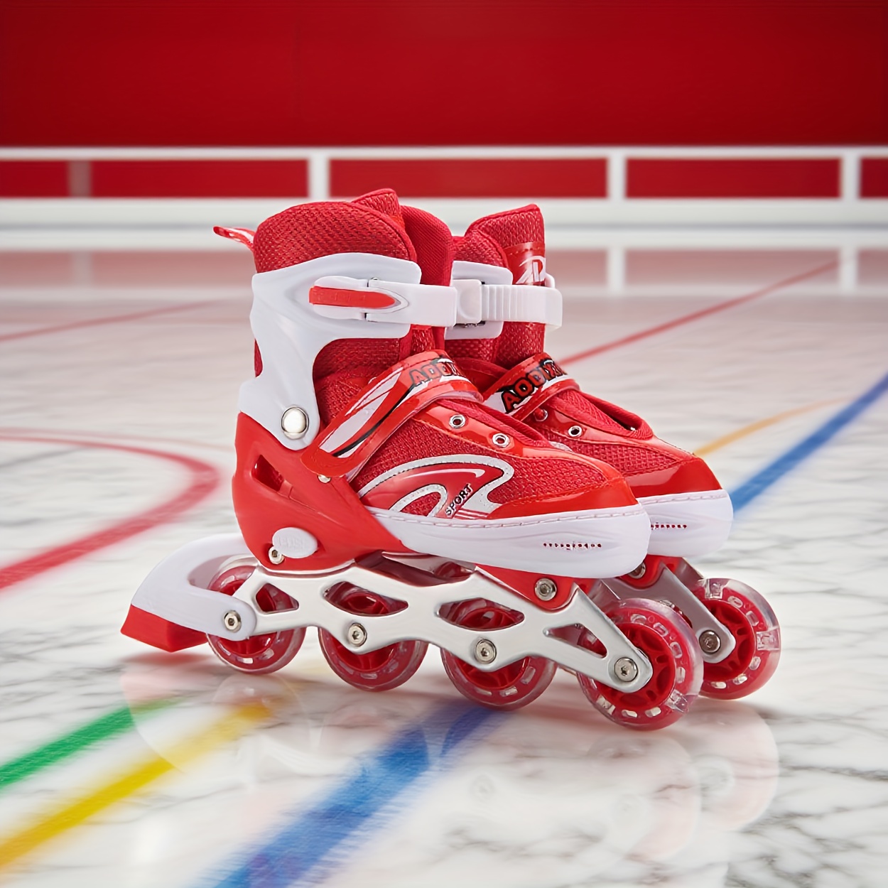 Patines de una ajustables en con puntera resistente al impacto y ruedas  silenciosos PU parpadeantes Multicolor (* Ciel/*