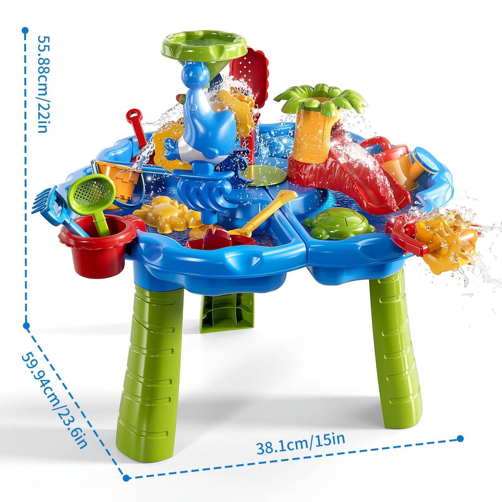 Image of Baby Home Sand Water Table, Kids Beach Summer Toys Sandbox Table Sensory Play Table With Wheel, Molds, Bucket, Shovel For Toddlers Boys Girls (accessory Colors May )