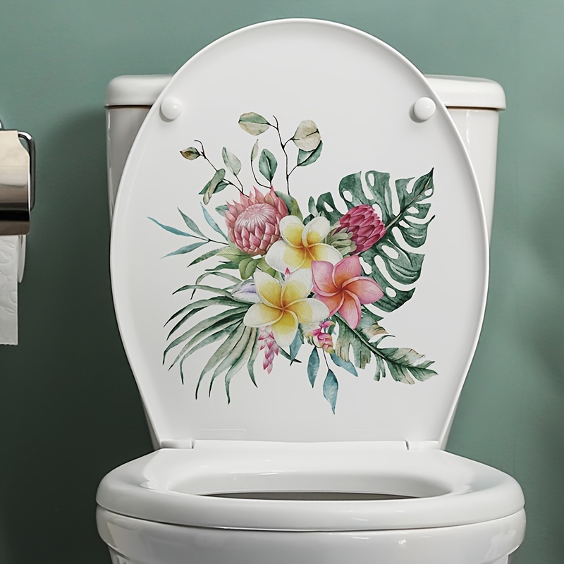 Toilet Lid Decal Flower Pattern Creative Bathroom Toilet - Temu New Zealand