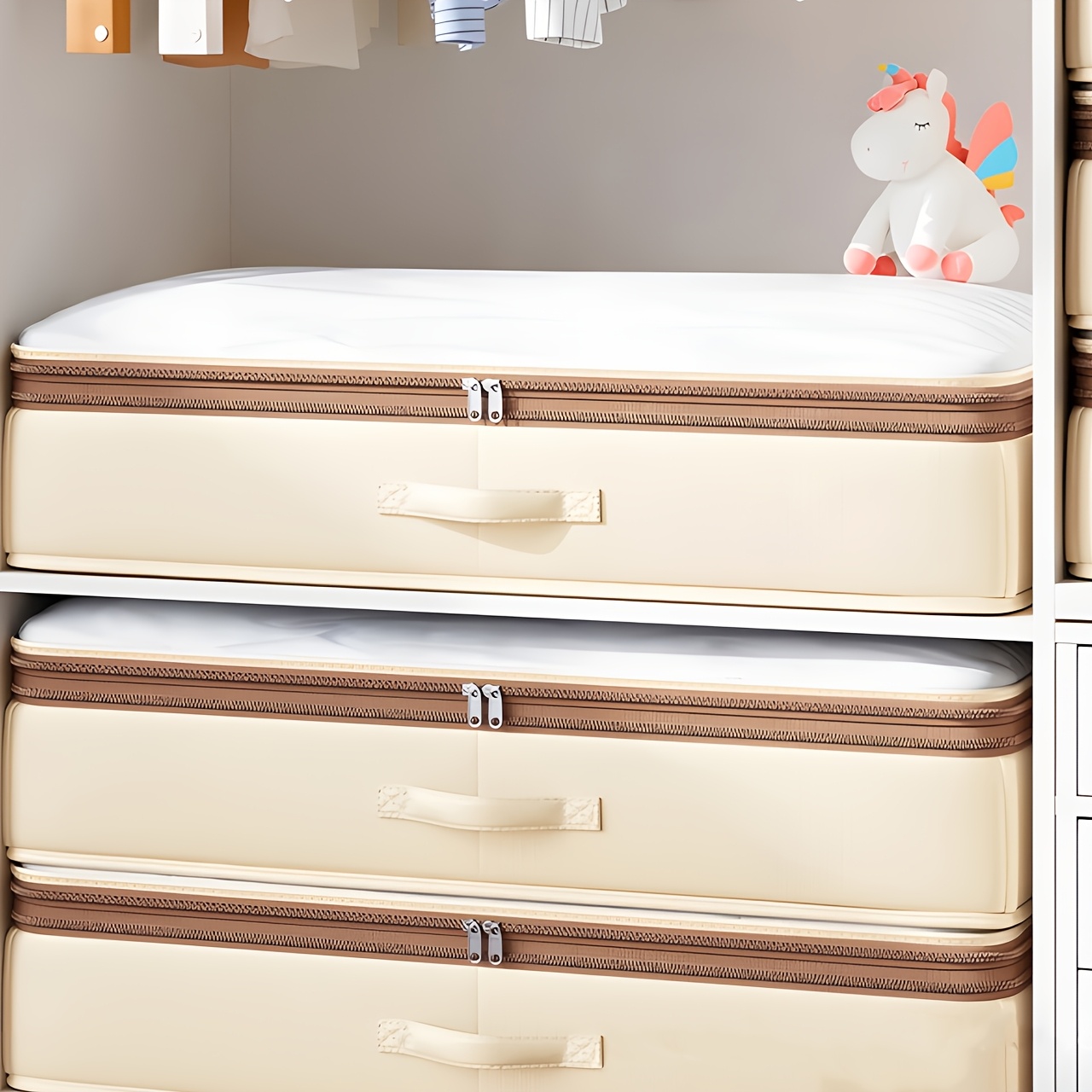 Foldable Under-Bed Storage Box with Stackable Design