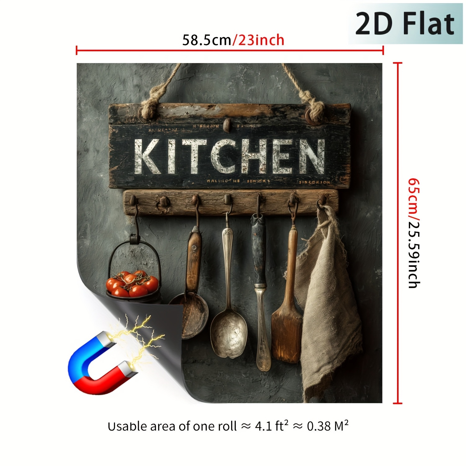 TEMU . 2D Flacher Magnetischer Geschirrspüler Deckel Aufkleber, Retro Küchenutensilien Thema, Leicht zu Reinigen und Wiederverwendbar, Geeignet für