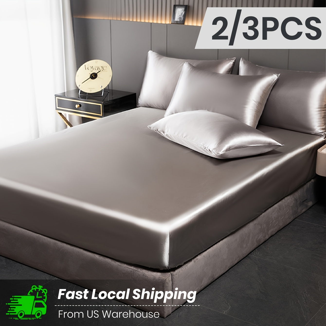 3pcs satin fitted sheet set sateen deep pocket fitted Temu