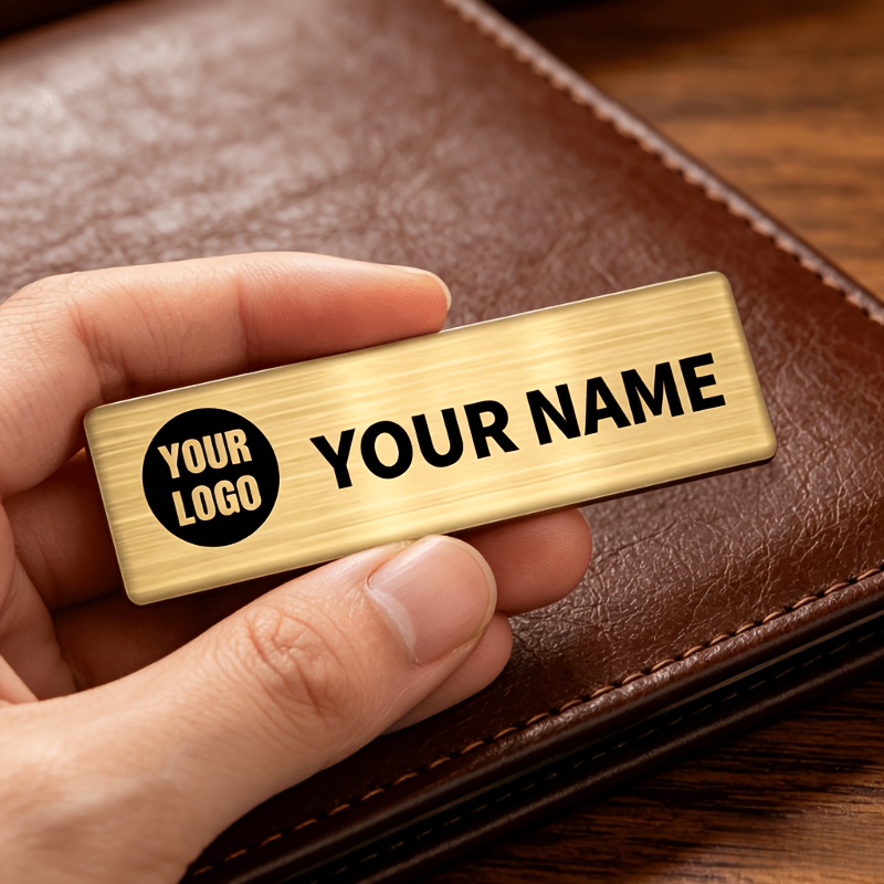 TEMU Personalized Custom Golden Nameplate - Durable Stainless Steel Material, Self- Job , Logo, Photo. Suitable For Hotels, Supermarkets, Small