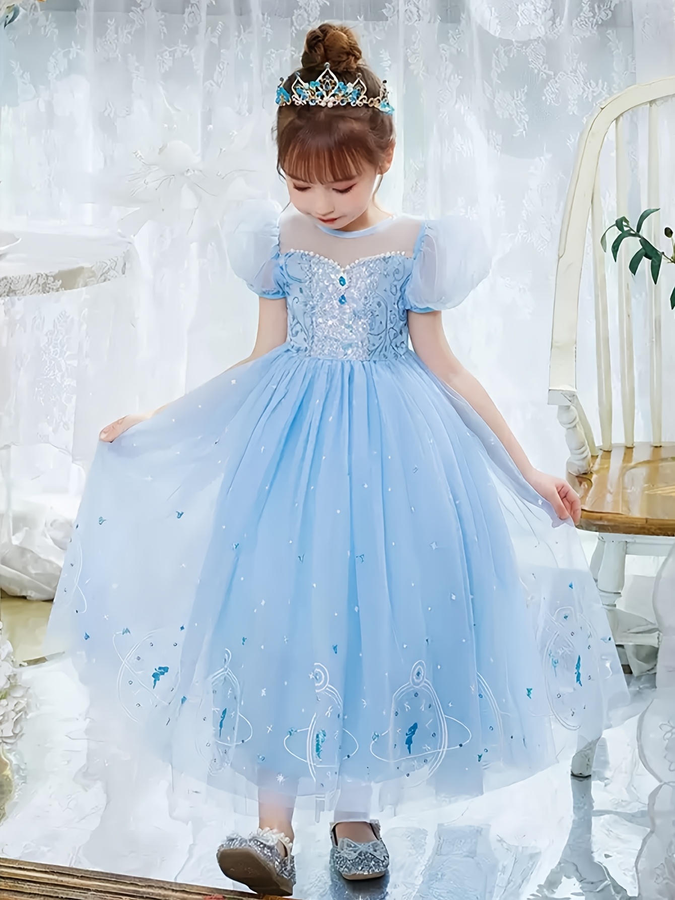 snowflake princess dress sold on Temu United States