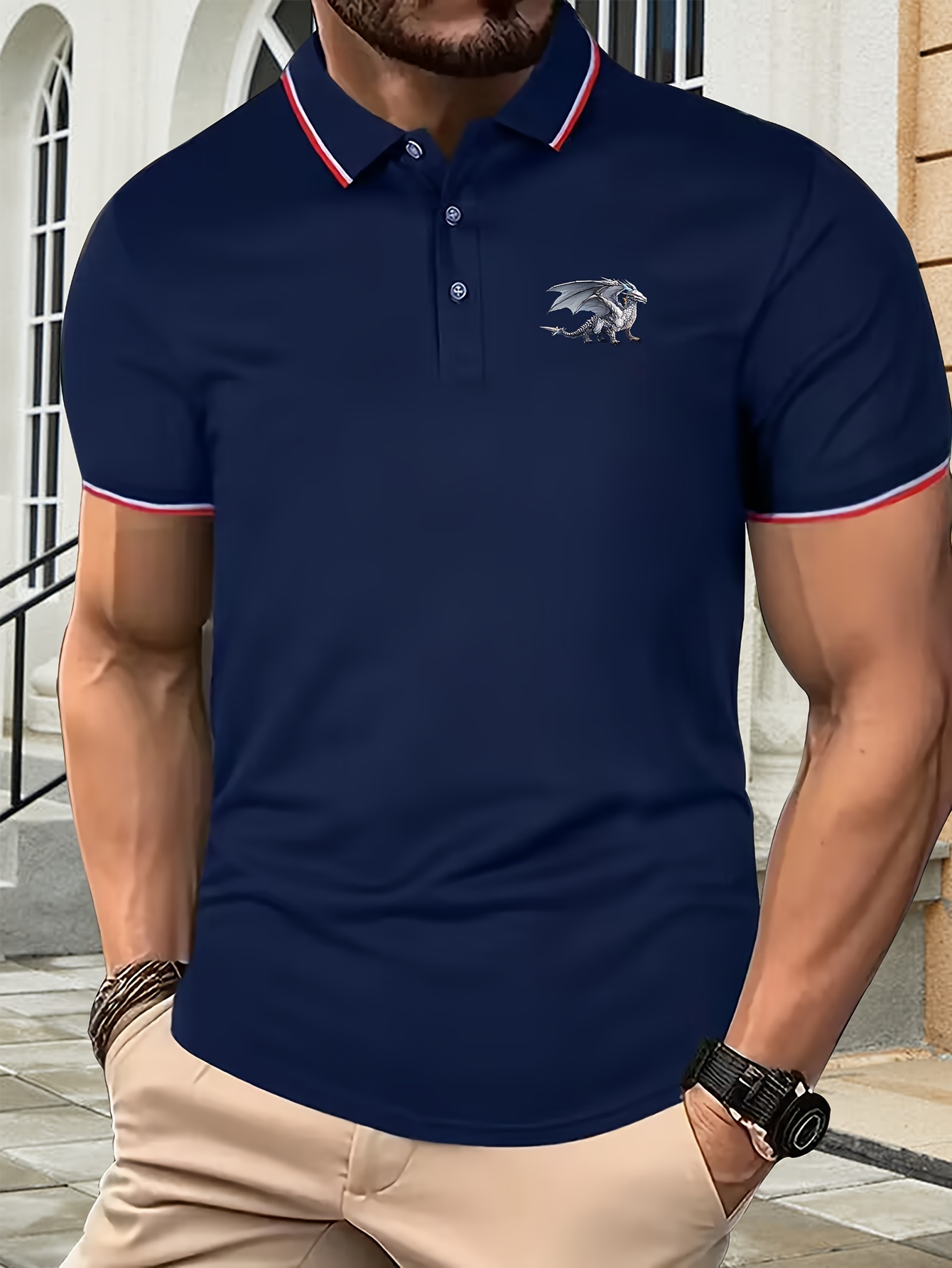Casual Cute Dinosaur Pattern Cuban Collar Short Sleeve Shirt - Temu