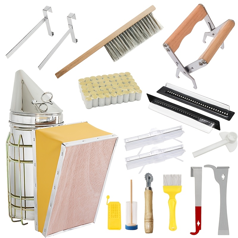 E-shop Komplettes 16-teiliges -Starterset mit Rauchgerät, Bienenstockwerkzeugen & Zubehör - für Anfänger